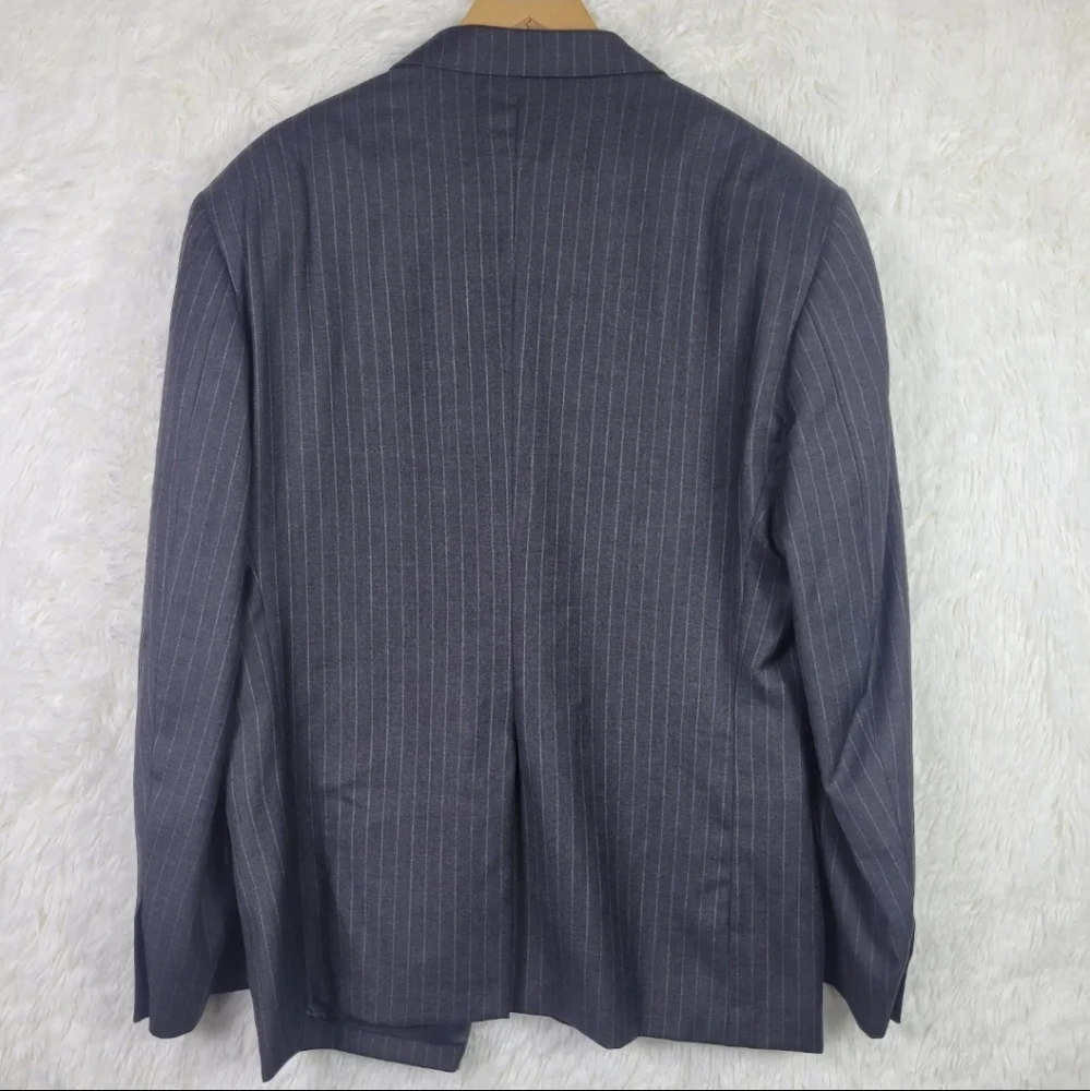 40R Eredi Pisano Men Super‎ 110s Black Pinstripe Loro Piana Wool Blazer Luxury